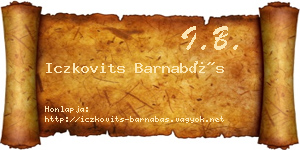 Iczkovits Barnabás névjegykártya